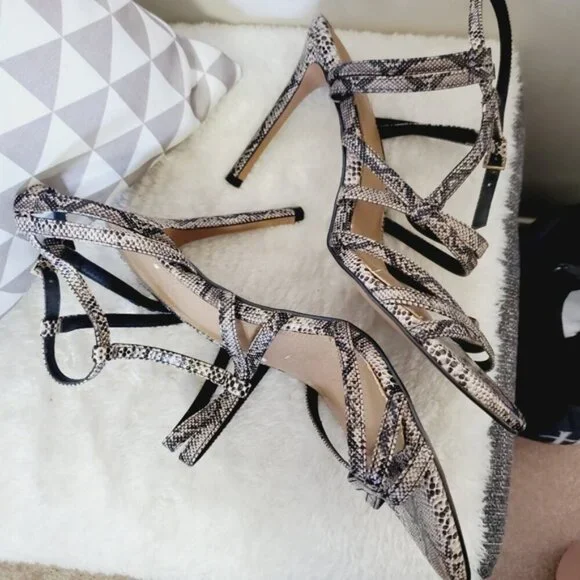 Asos Strappy Snake Python Party Baddie Holiday Heels 9 - Picture 4 of 6